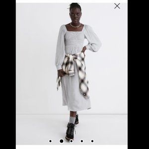 Madewell Lucie Long-Sleeve Smocked Midi Dress in Wool Gauze NWOT